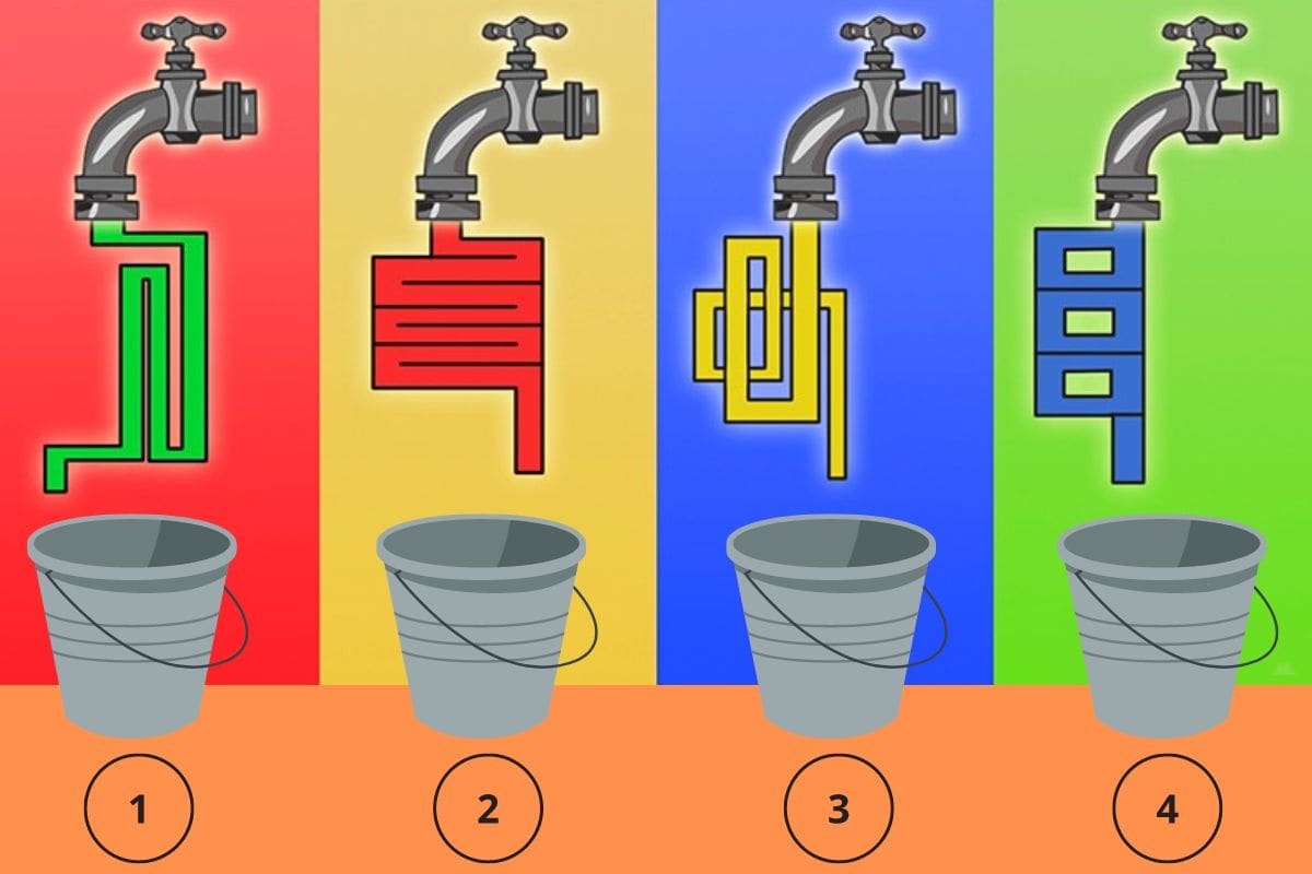 Test QI Selon vous, quel robinet remplira le seau en premier Votre réponse vous en apprendra beaucoup sur votre niveau d'intelligence