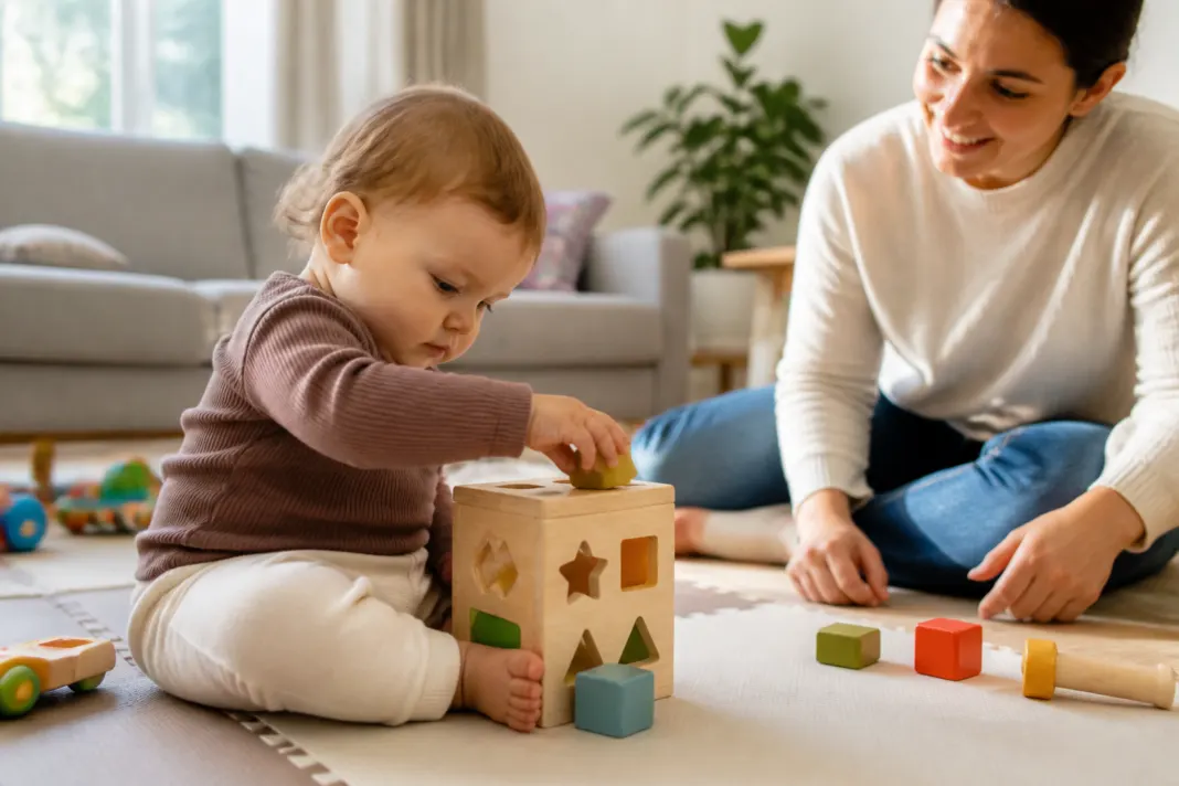 Quand bébé développe sa motricité fine grâce aux jeux d’encastrement