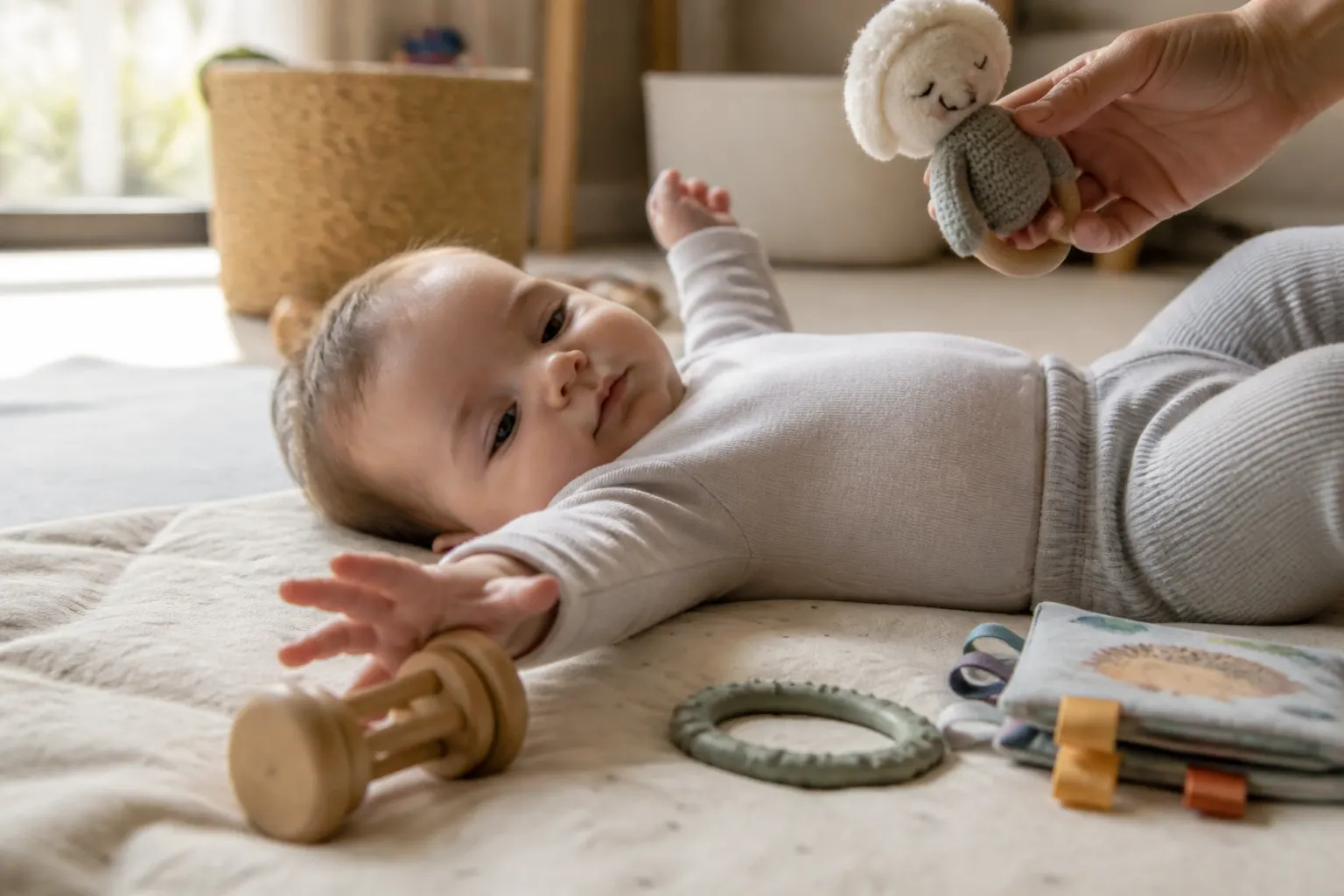 3 mois : les jeux d'éveil qui stimulent bébé en douceur